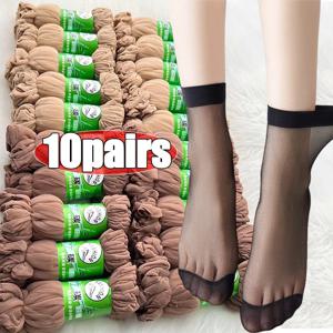 10 쌍 여성용 투명 보이지 않는 양말 여름 얇은 보트 양말 미끄럼 방지 하이힐 슬리퍼 이음매없는 얼음 실크 발목 양말