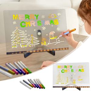 어린이 메시지 보드 수제 지울 수있는 페인트 아크릴 낙서 Diy 메모장 Led 유리 그림 그림 야간 조명 어린이 선물