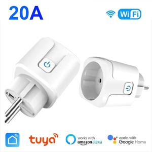 Tuya 와이파이 스마트 플러그 EU 20A 스마트 소켓, 전원 모니터 없음, 타이밍 음성 제어, 알렉사 구글 홈 앨리스 작동