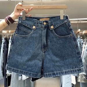 2025 여름 데님 반바지 여성 트렌디 한 다목적 하이 웨이스트 루즈 피트 스트레이트 레그 캐주얼 중간 길이 와이드 레그 빈티지 바지