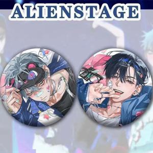 2개 세트 애니메이션 외계인 무대 브로치 틴플레이트 TILL IVAN 배지 만화 캐릭터 핀 백팩 액세서리 친구 선물용