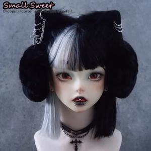 하라주쿠 펑크 크로스 워머 머프 귀 커버 접이식 머리띠 고딕 여성용 로리타 여성 플러시 고양이 귀 따뜻한 귀마개 액세서리