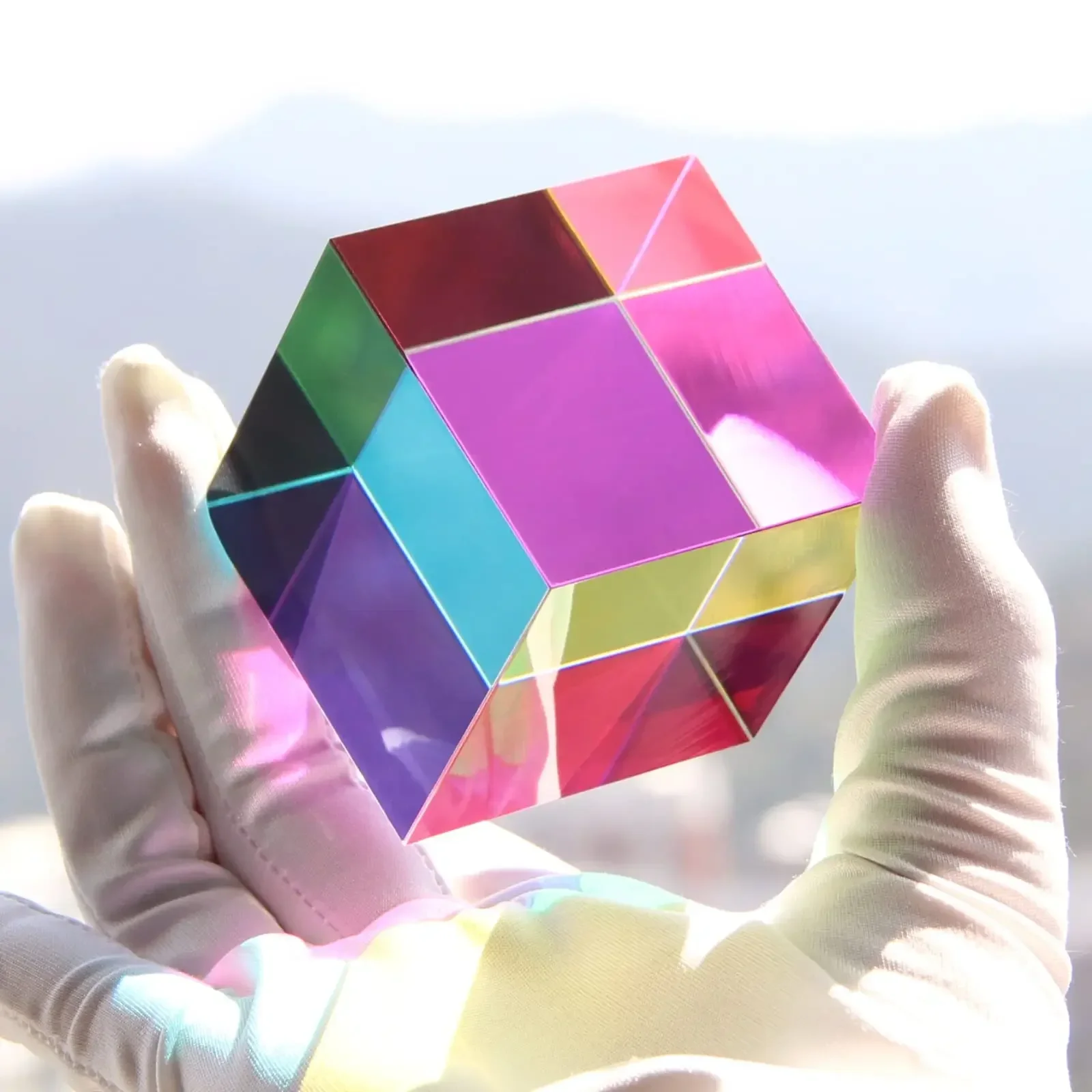 1PC 과학 매직 프리즘 큐브 20mm 육면체 크리스탈 매직 CMY 큐브 3D 컬러 큐브 프리즘 (사진 촬영용)
