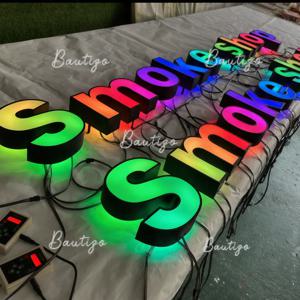 맞춤형 광고 LED 글자 RGB 조명 사인 발광 간판 풀컬러 아크릴 비즈니스 로고 벽 브랜드
