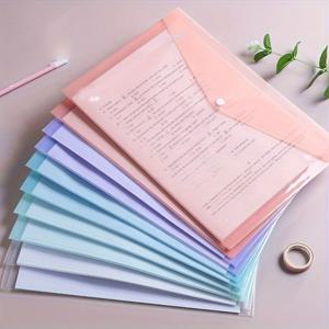 10pcs A4 투명 플라스틱 파일 폴더 방수 PP 문서 보관 가방 학생 시험지 및 사무실 조직 용품