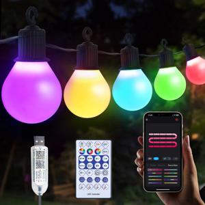 스마트 G40 LED 전구 스트링 라이트 15M/30M 크리스마스 장식 USB 요정 조명 갈란드 실내 야외 정원 캠핑 웨딩 장식용