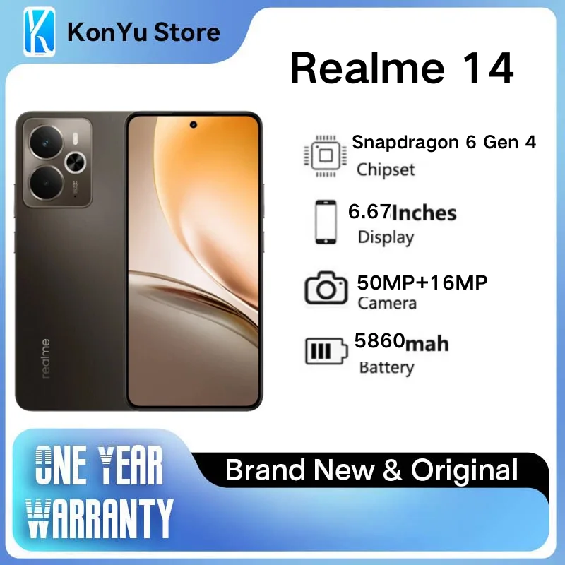 리얼미 14 5G 스마트폰 스냅드래곤 6 4세대 칩셋 120Hz 6.67인치 AMOLED 디스플레이 6000mAh 배터리 NFC 구글 플레이 4G 폰