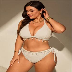 L-4XL 플러스 사이즈 하이웨이스트 비키니 여성 푸쉬업 라지 사이즈 3XL 4XL 수영복 여름 여성용 뱃살 보정 수영복 비키니 세트