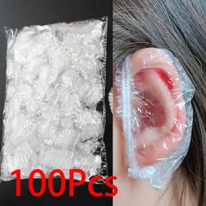 100Pcs 일회용 머리 염색 귀마개 방수 귀 덮개 베이킹 오일 워시 샤워 목욕 이발 미용 청소 액세서리