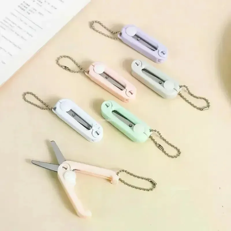 창의적인 미니 휴대용 접이식 가위 모란디 심플 종이 자르기 미술 도구 문구 가위 사무실 학교 용품