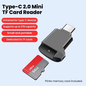 타입-C 2.0 미니 TF 카드 리더 외장 스토리지 블랙 스트레치 메모리 스틱용 USB C 2.0 미니 TF 카드 리더 아이폰 17 16용