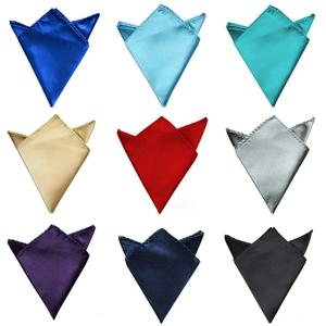 패션 신사복 새틴 플레인 포켓 스퀘어 남성용 무지 손수건 15가지 색상 솔리드 실크 손수건 포켓 스퀘어