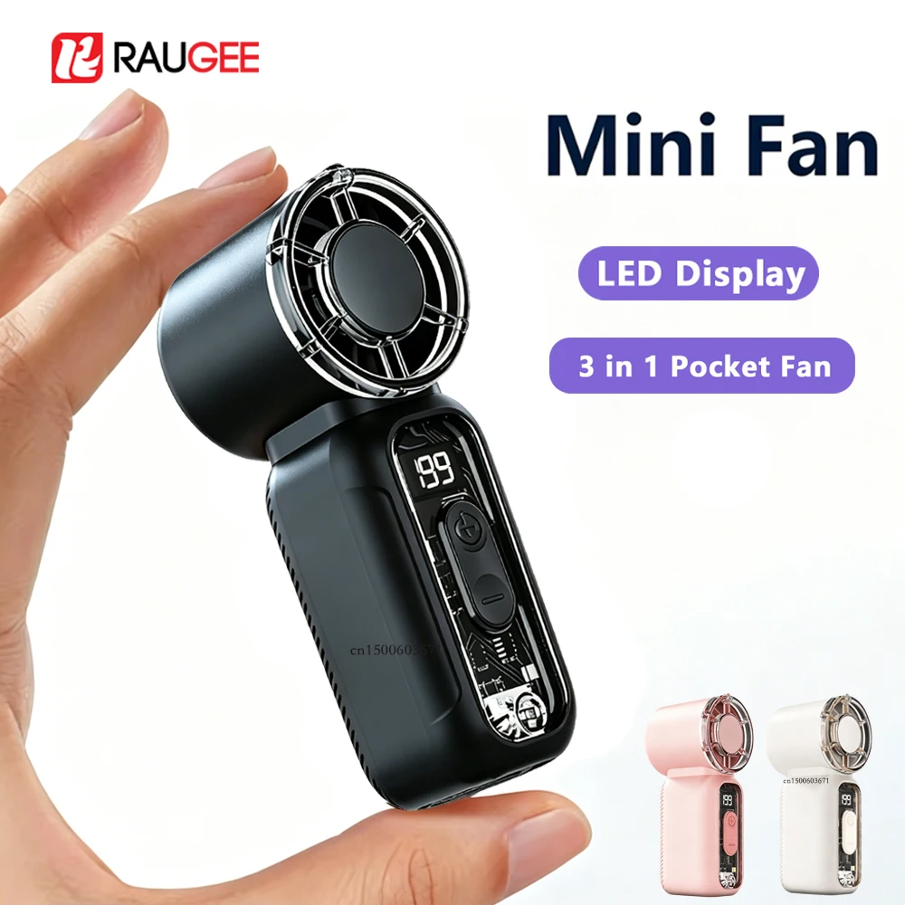 미니 휴대용 핸디 선풍기 개인용 포켓 사이즈 디지털 디스플레이 핸드 팬 USB 충전식 야외용 소형 포켓 핸드 팬