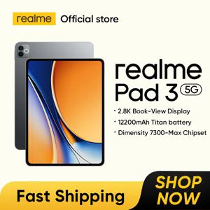 새로운 태블릿 realme Pad 3 5G 256GB 11.61인치 120Hz LCD 디스플레이 디멘시티 7300-Max 칩셋 12200mAh 배터리 45W 충전 2.8K 북뷰