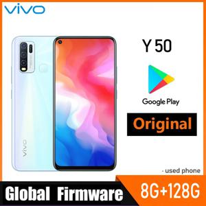 VIVO Y50 4G 스마트폰 글로벌 펌웨어 스냅드래곤 665 옥타 코어 6.53인치 5000mAh 8GB 128GB 16.0MP 카메라 Y 5 중고폰