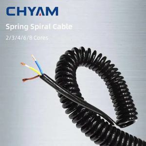 검정색 멀티 2/3/4/6/8 코어 와이어 스프링 나선형 케이블 핀 0.2mm0.5mm1.5mm 전원 코드는 인장 와이어를 연장할 수 있습니다