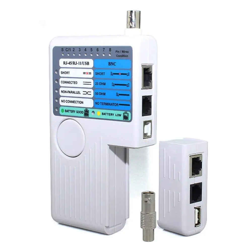 4 in 1 다기능 전화망 케이블 테스터 RJ45/RJ11/USB/BNC LAN 케이블 Cat5 Cat6 와이어 테스터