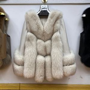 2024 Fox Fur 여성용 천연 진짜 모피 겨울 재킷, 럭셔리 겉옷, 기관차 두껍고 따뜻한 여성 다운 코트