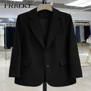 블레이저 여자 봄 솔리드 컬러 작은 정장 캐주얼 자켓 느슨한 긴팔 패션 정장 싱글 브레스트 오피스 숙녀 자켓