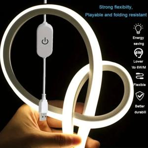 LED 스트립 네온 라이트 USB DC 5V 디밍 가능 터치 센서 스위치 유연한 실리콘 네온 사인 테이프 방수 야외 실내 장식용