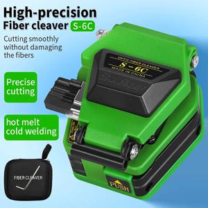 녹색 S-6C 고정밀 섬유 절단기 광섬유 케이블 절단 칼 FTTT 광섬유 커터 도구 16 표면 블레이드