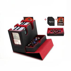 3in1 덱 박스 스포츠 카드 보관함, MTG TCG CCG 카드용 4개의 칸막이와 2개의 탑로더가 있는 200개 이상의 싱글 슬리브 카드 덱 케이스 수납 가능