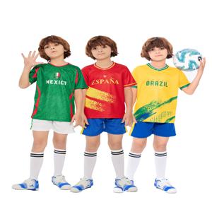 Suruida 어린이 축구 유니폼 스페인 ​​루마니아 이탈리아 멕시코 어린이 축구 유니폼 소년 & 소녀를위한 빠른 건조 축구 운동복