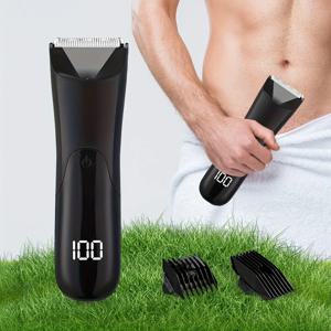 남성용 사타구니 바디 헤어 트리머, 전기 볼 트리머, 가드 부착물 2개 포함, 세라믹 블레이드 헤드, 습식 및 건식 면도기