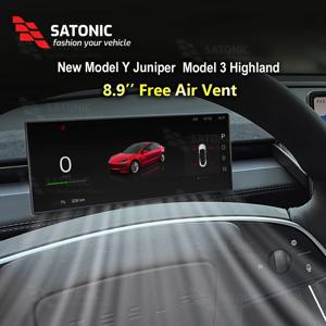 SATONIC 8.9'' 테슬라 3 2026 모델 Y 주니퍼용 스마트 대시보드 스크린, 카플레이 및 안드로이드 오토 내비게이션 업그레이드 지원 ST89MAX