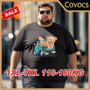 플러스 사이즈 남성 여름 티셔츠 1XL-7XL 만화 반팔 티셔츠 110kg-180kg 탑 코튼 티셔츠 남성 부드러운 통기성 의류