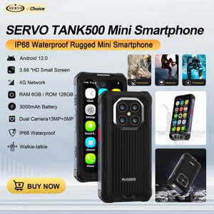 SERVO TANK500 4G LTE 미니 러기드 스마트폰 안드로이드 12 OS 6GB+128GB PTT WiFi 듀얼 SIM 카드 IP68 방수 소형 스마트폰