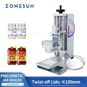 ZONESUN ZS-XG450D 반자동 병 마개 기계 금속 트위스트 오프 병 유리병 꿀병 뚜껑 잼 칠리 소스
