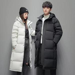 신상 겨울 남성용 블랙 롱 덕다운 코트 후드 캐주얼 다운 재킷 고품질 남성용 야외 방풍 따뜻한 겨울 재킷 의류