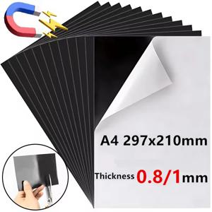 A4 자가 접착 고무 유연 자석 0.8/1mm 자석 매트 시트 냉장고 사진 DIY 창의적 장식용 쉬운 절단 가능