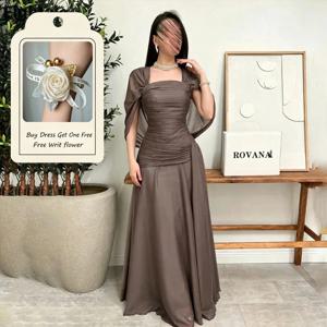 에이타일 2025 스퀘어 넥 실크 쉬폰 맥시 이브닝 드레스 케이프 웨딩 파티 정장 프롬 드레스 두바이 파티 가운 맞춤 제작