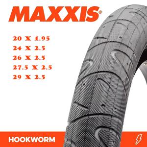 맥시스 훅웜 26 x 2.5 자전거 타이어 BMX 와이어 비드 클린처 타이어 (스트리트, 파크, 버트, 플랫랜드용) 20인치, 24, 26, 27.5, 29 사이즈/튜브
