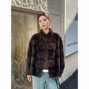 여성용 가을 겨울용 신상 모조 밍크 코트 두꺼운 따뜻한 스탠드업 칼라 벨벳 퍼 재킷 여성용 한국 스타일 루즈 퍼 아우터웨어