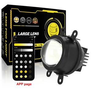 3인치 렌즈 안개등 프로젝터(앱 포함), 3색 하이빔, 110w H11 LED 자동차 안개등, 초고휘도 싱글