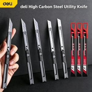 델리 접이식 유틸리티 나이프 SK5 탄소강 박스 커터 30 °   박스 커터 9MM 칼날 문구류 학생 사무용품 세트