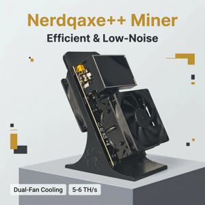 Nerdqaxe++ LCD 화면이 있는 듀얼 팬 비트코인 ​​채굴기 - 오픈 소스 ASIC 채굴기, 가정용 채굴을 위한 저소음 내장형 소형 디스플레이