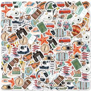 46pcs 빈티지 여행 낙서 데칼 장식 노트북 워터 컵 일기 가방 기타 클래식 장난감 DIY 스크랩북 데칼