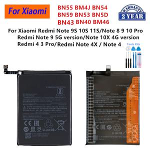 샤오미 레드미 노트 9S 10S 11S/노트 4 4X 3 8 9 10 프로 레드미 노트 10X용 BN55 BM4J BN54 BN59 BN53 BN5D BN40 BM46 BN43 배터리