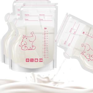 250ml 50pcs 모유 보관 가방 코끼리 인쇄 자체 서 누출 없음 우유 냉동고 가방 안전 피드 BPA 무료