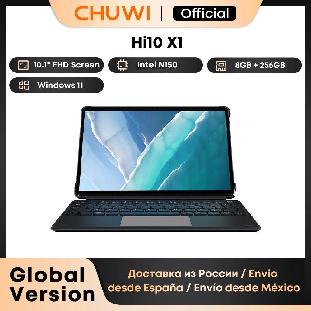 CHUWI Hi10 X1/X2 2 in 1 태블릿 10.1인치 디스플레이 인텔 N150/i3-10100Y 프로세서 LPDDR5 8GB 램 256GB SSD 윈도우 11 태블릿 PC