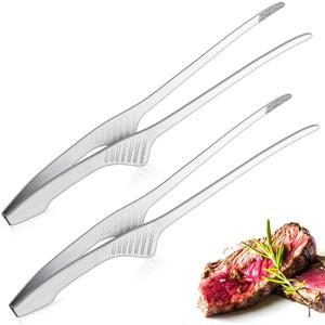 바베큐 집게 미끄럼 방지 조리기구 스테인리스 스틸 집게 음식 서빙용, 샐러드, 캠핑, 바베큐, 뷔페용