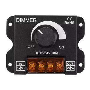 LED 디머 스위치 DC 12V 24V 8A/30A 밝기 조절 컨트롤러 (자동차 RV 단일 색상 LED 스트립 조명 LED 디밍용)