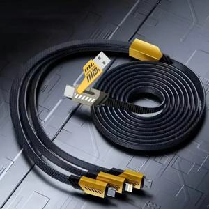 240W 고속 충전 케이블 2 in 3 나일론 편조 멀티 포트 타입 C 충전기 코드 (아이폰 16, 삼성, 샤오미 휴대폰용)