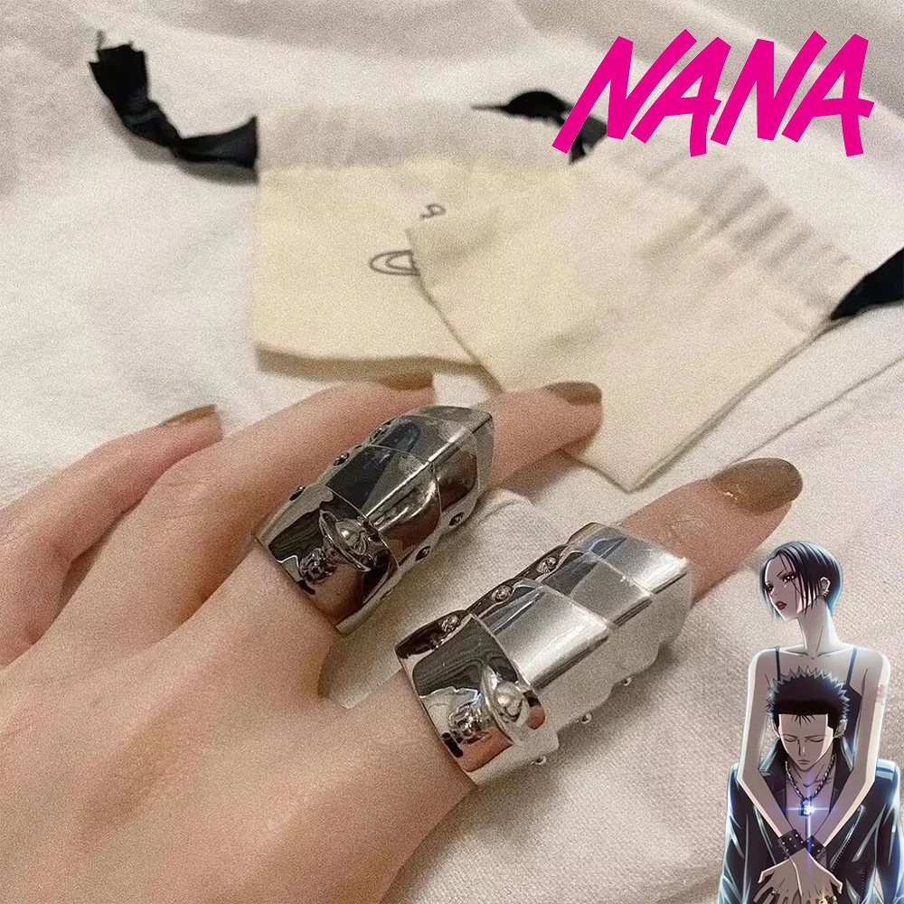 애니메이션 오오사키 나나 코스프레 메탈 링 아머 너클 핑거 링 힙합 실버 블랙 파티 소품