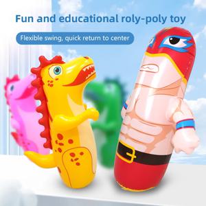 90cm 풍선 공룡 텀블러 장난감, 두꺼운 PVC 펀칭 백, 어린이용 바운스 백 복싱 장난감, 스트레스 해소 실내외 장난감