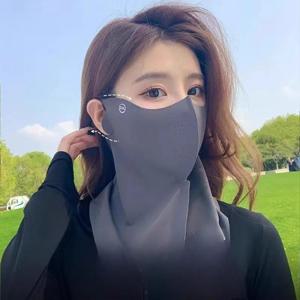 아이스 실크 썬 페이스 마스크 여성용 쿨링 UV 차단 통기성 넥 게이터 운전 사이클링 여름용 가벼운 논슬립 소프트 마스크